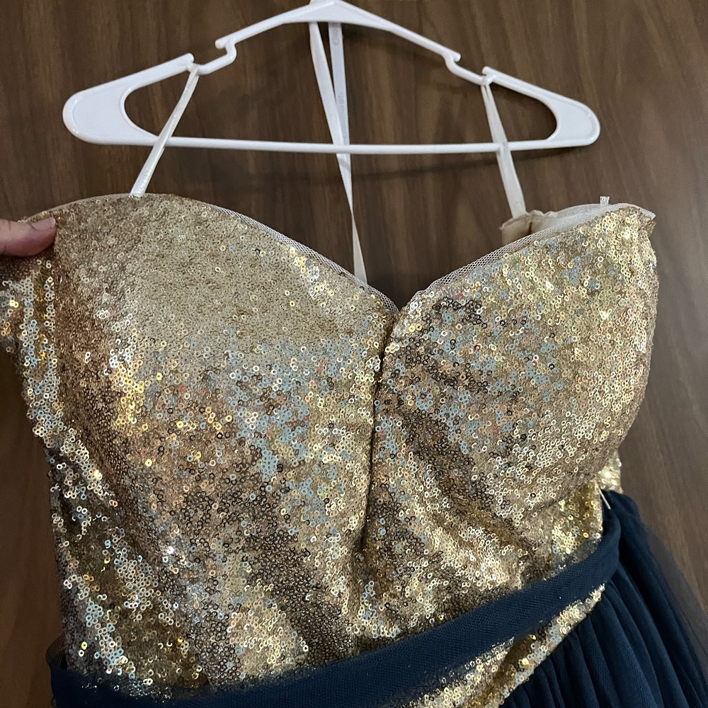 Navy and Gold Bridemaid Dress Christina Wu size 18